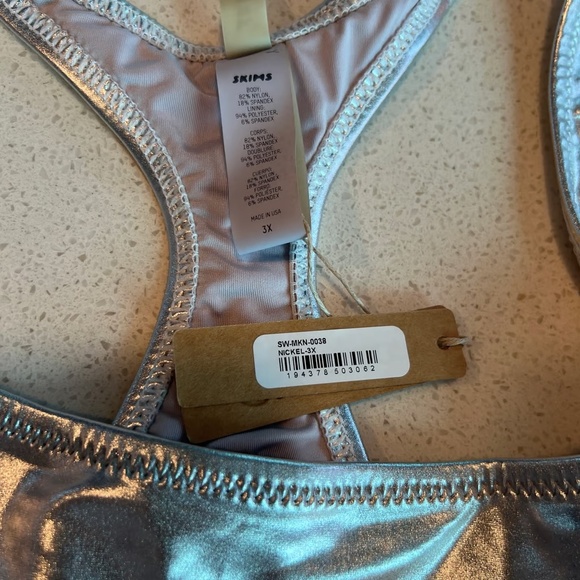 NWT Skims Metallic Cut Out One Piece Swimsuit Monokini Nickel Silver 3X - Picture 4 of 9